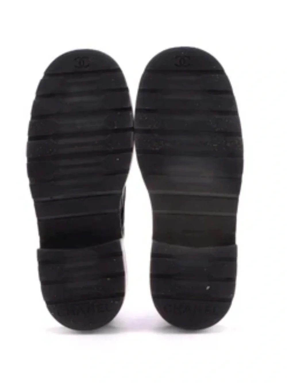 CHANEL Black Quilted Leather Lace-Up Ankle Boots with Chain CC Accent - Picture 7 of 7